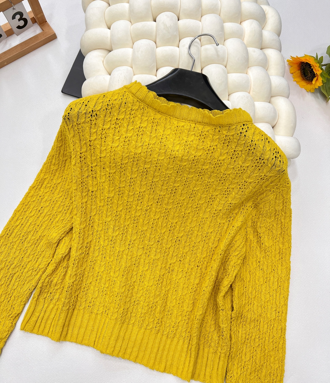 🆕Chanei25Ss早春新款褶皱花边针织开衫丨⚠独家高版出品！定制的纱线织造 柔软舒适 洋气显瘦 圆领