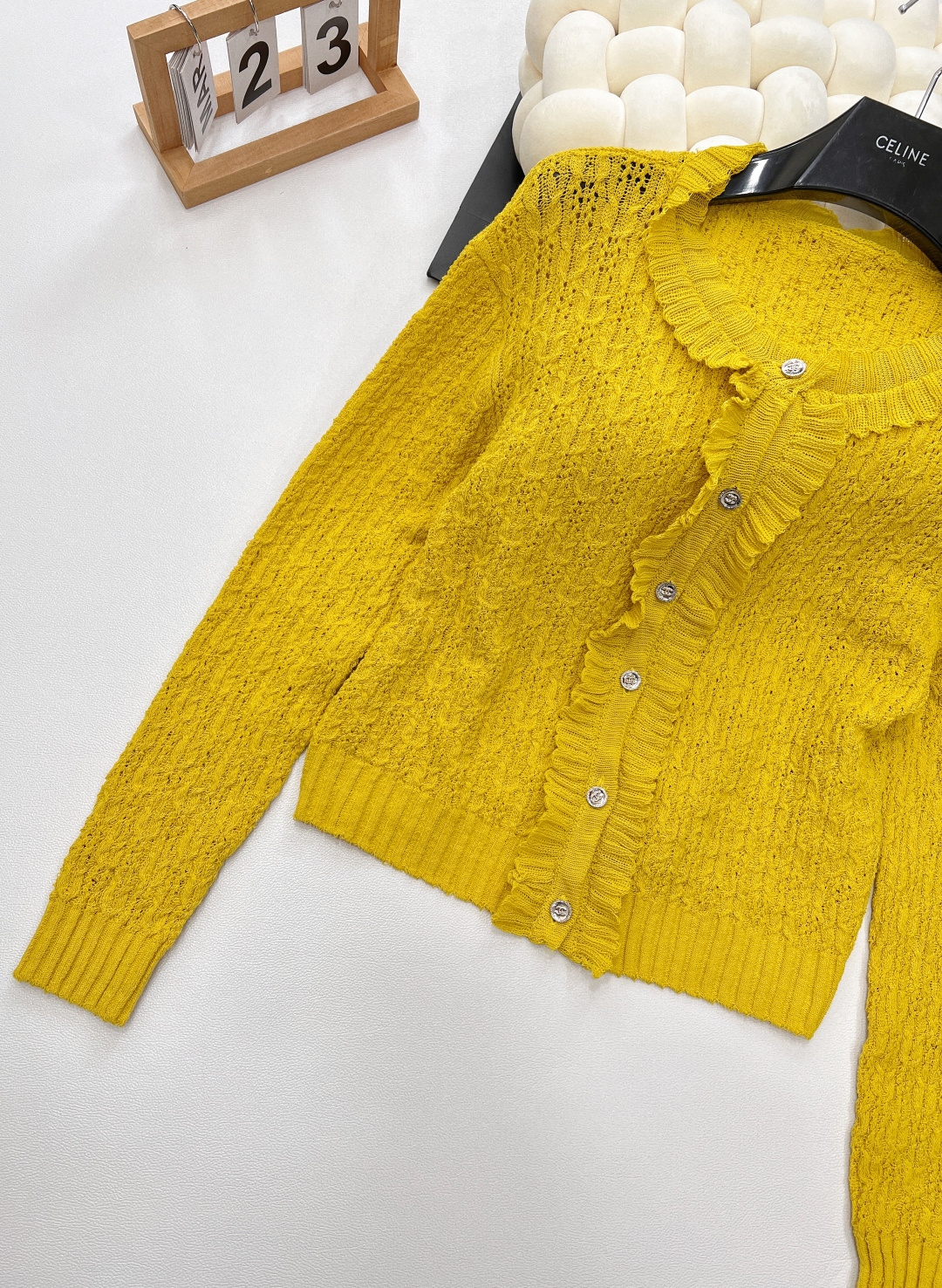 🆕Chanei25Ss早春新款褶皱花边针织开衫丨⚠独家高版出品！定制的纱线织造 柔软舒适 洋气显瘦 圆领