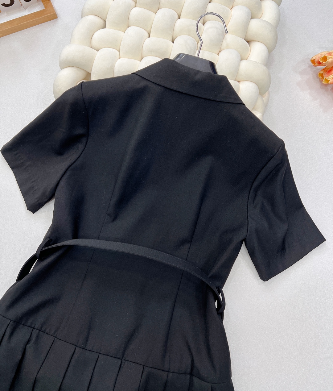 🆕Miumiu25Ss早春新款腰带短袖翻领连衣裙丨⚠独家yb开发！高版出品！进口西装材质 肌理明显 质感