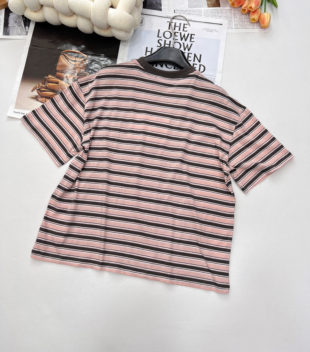 🆕Prada25Ss春夏新款撞色条纹微标宽松版短袖T恤丨高版出品！🧩简约闲适糅合复古摩登氛围 精密平纹棉