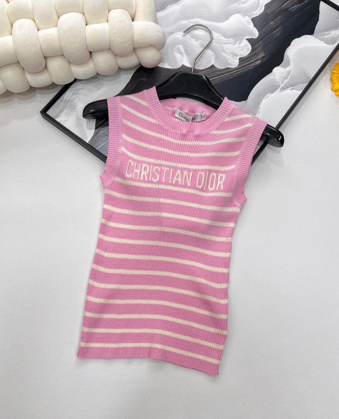 🆕Dior25Ss春夏新款条纹针织背心丨⚠独家高版出品！丝麻纱线织造 细腻肌理 柔软舒适 针织短袖裁剪 
