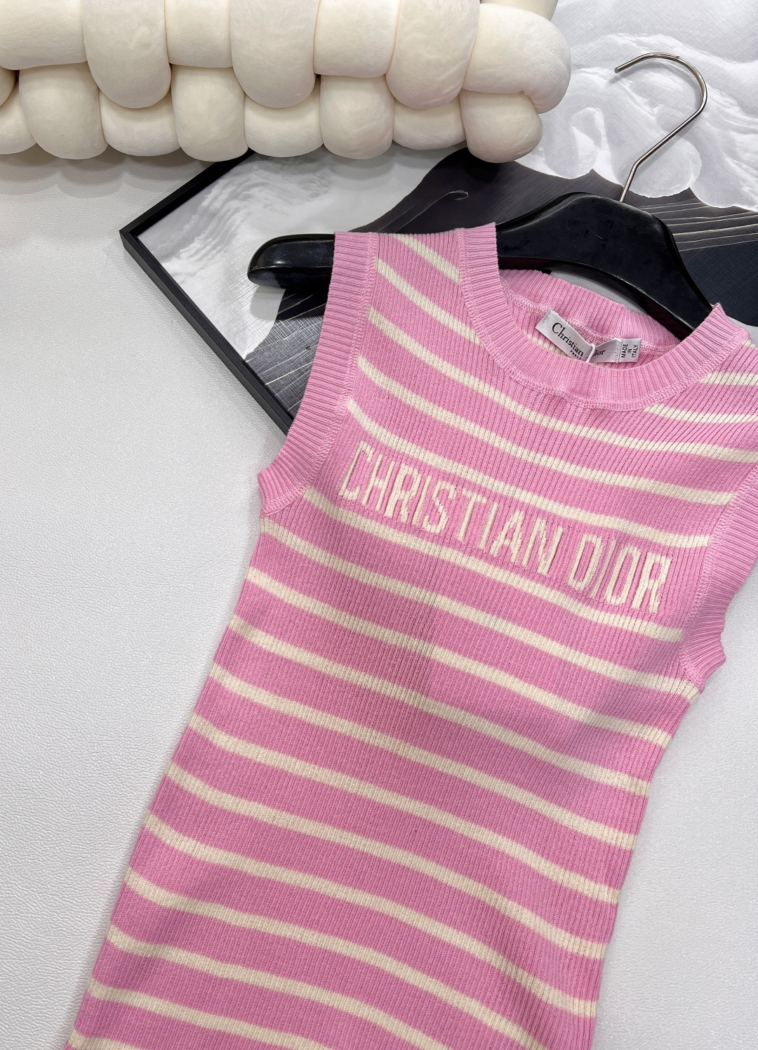 🆕Dior25Ss春夏新款条纹针织背心丨⚠独家高版出品！丝麻纱线织造 细腻肌理 柔软舒适 针织短袖裁剪 