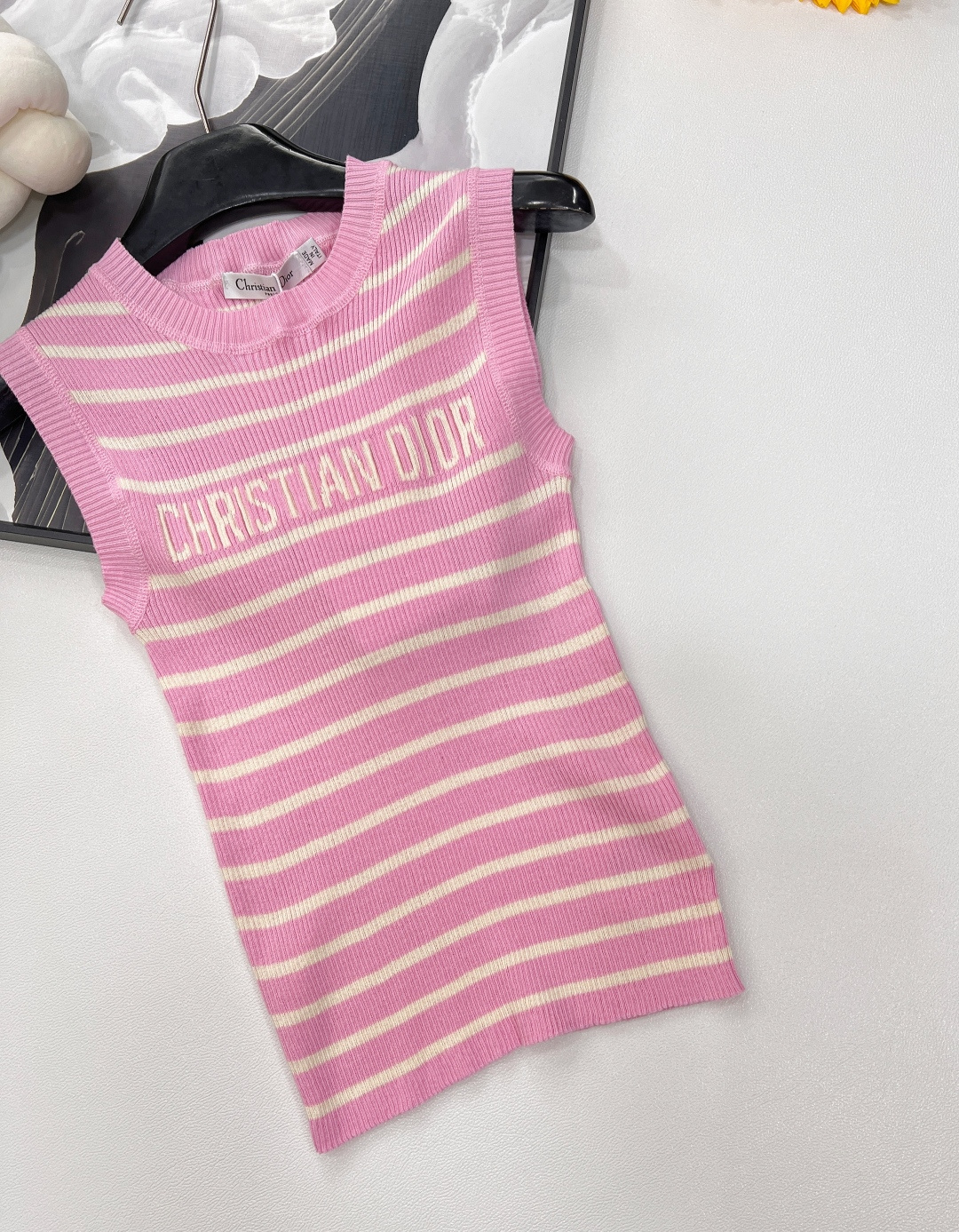 🆕Dior25Ss春夏新款条纹针织背心丨⚠独家高版出品！丝麻纱线织造 细腻肌理 柔软舒适 针织短袖裁剪 