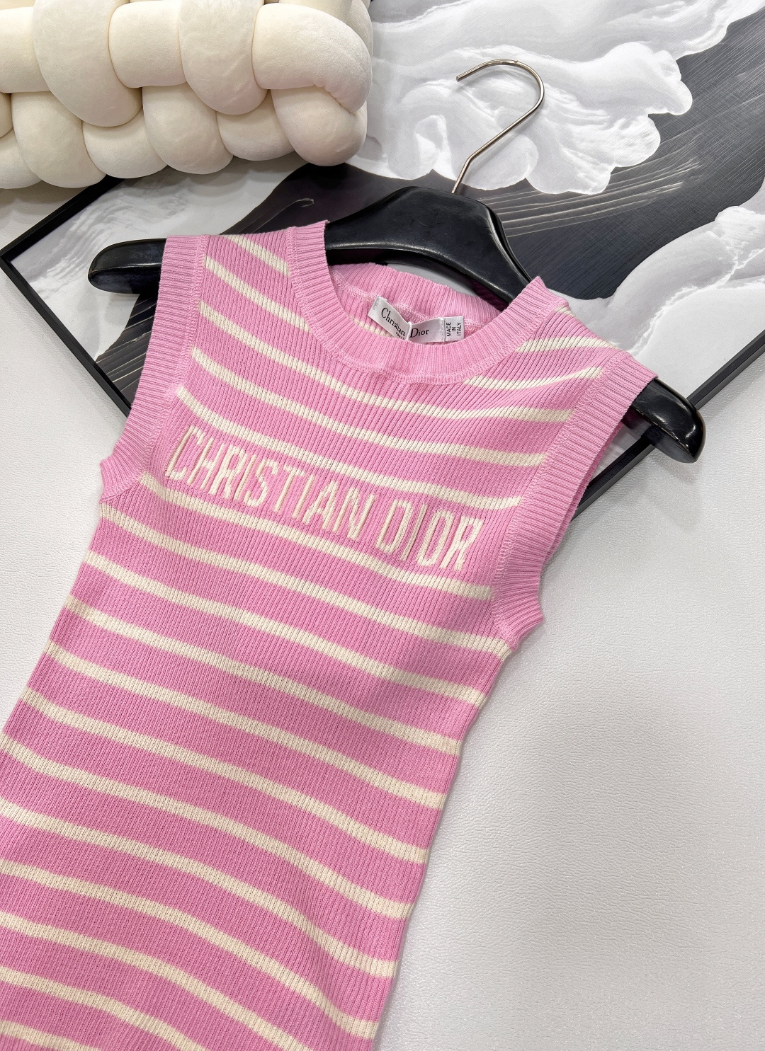 🆕Dior25Ss春夏新款条纹针织背心丨⚠独家高版出品！丝麻纱线织造 细腻肌理 柔软舒适 针织短袖裁剪 