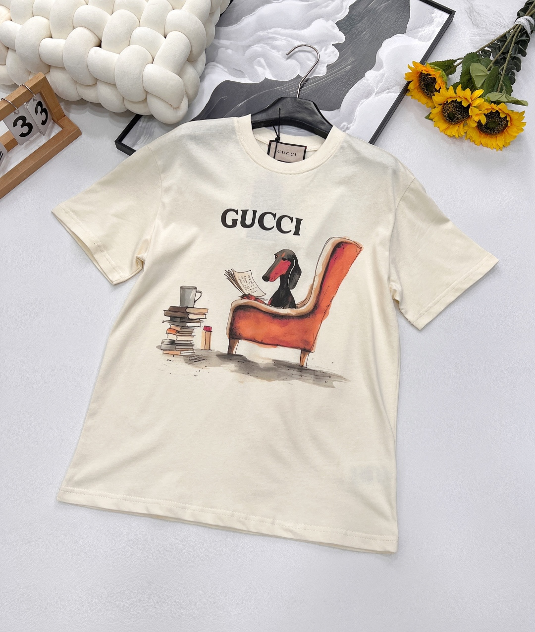  Футболка с короткими рукавами с рисунком милого щенка от GUCCI ... 
