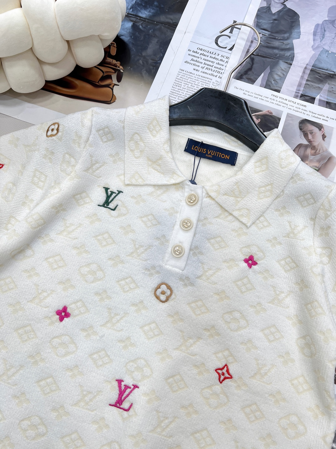 🆕Louis Vuitton新款老花字母提花糖果🍬刺绣针织Polo衫。定制YB羊毛纱线织造 质感高级 舒