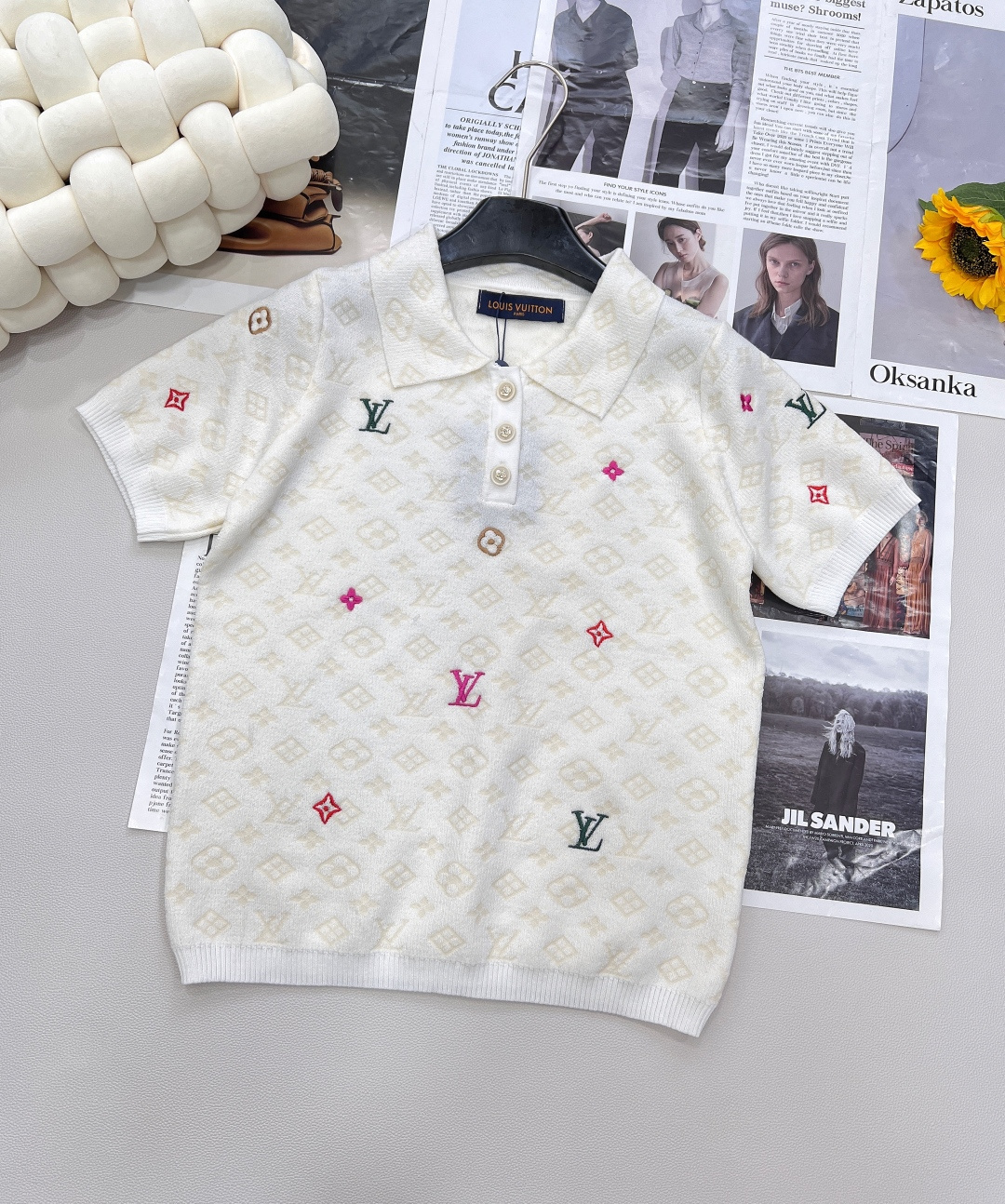 🆕Louis Vuitton新款老花字母提花糖果🍬刺绣针织Polo衫。定制YB羊毛纱线织造 质感高级 舒