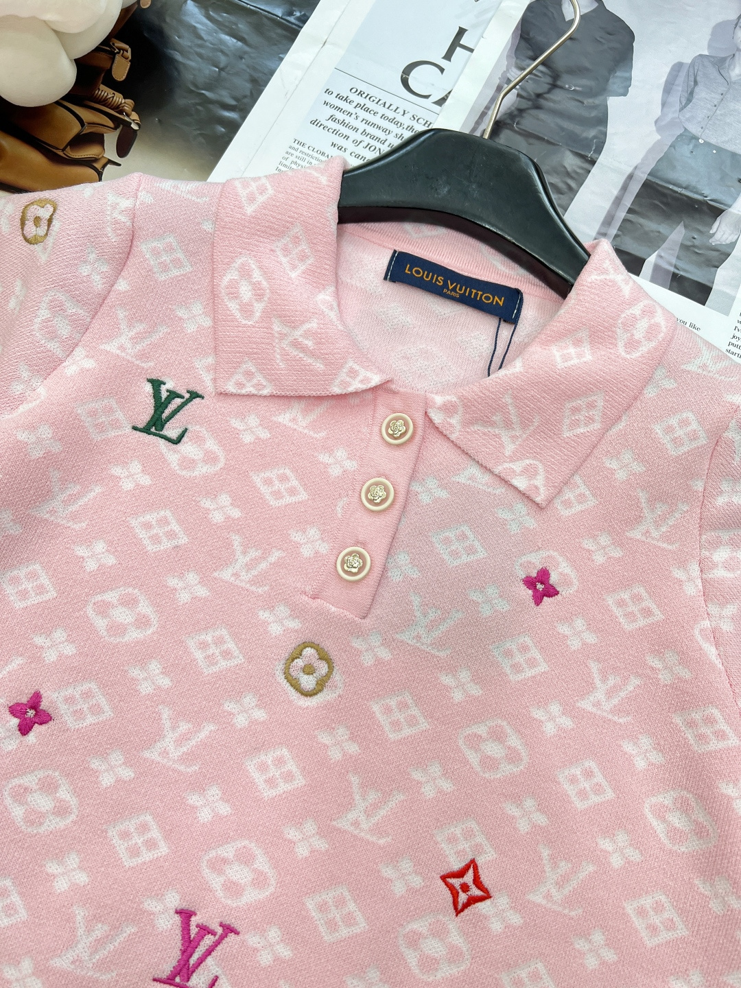 🆕Louis Vuitton新款老花字母提花糖果🍬刺绣针织Polo衫。定制YB羊毛纱线织造 质感高级 舒