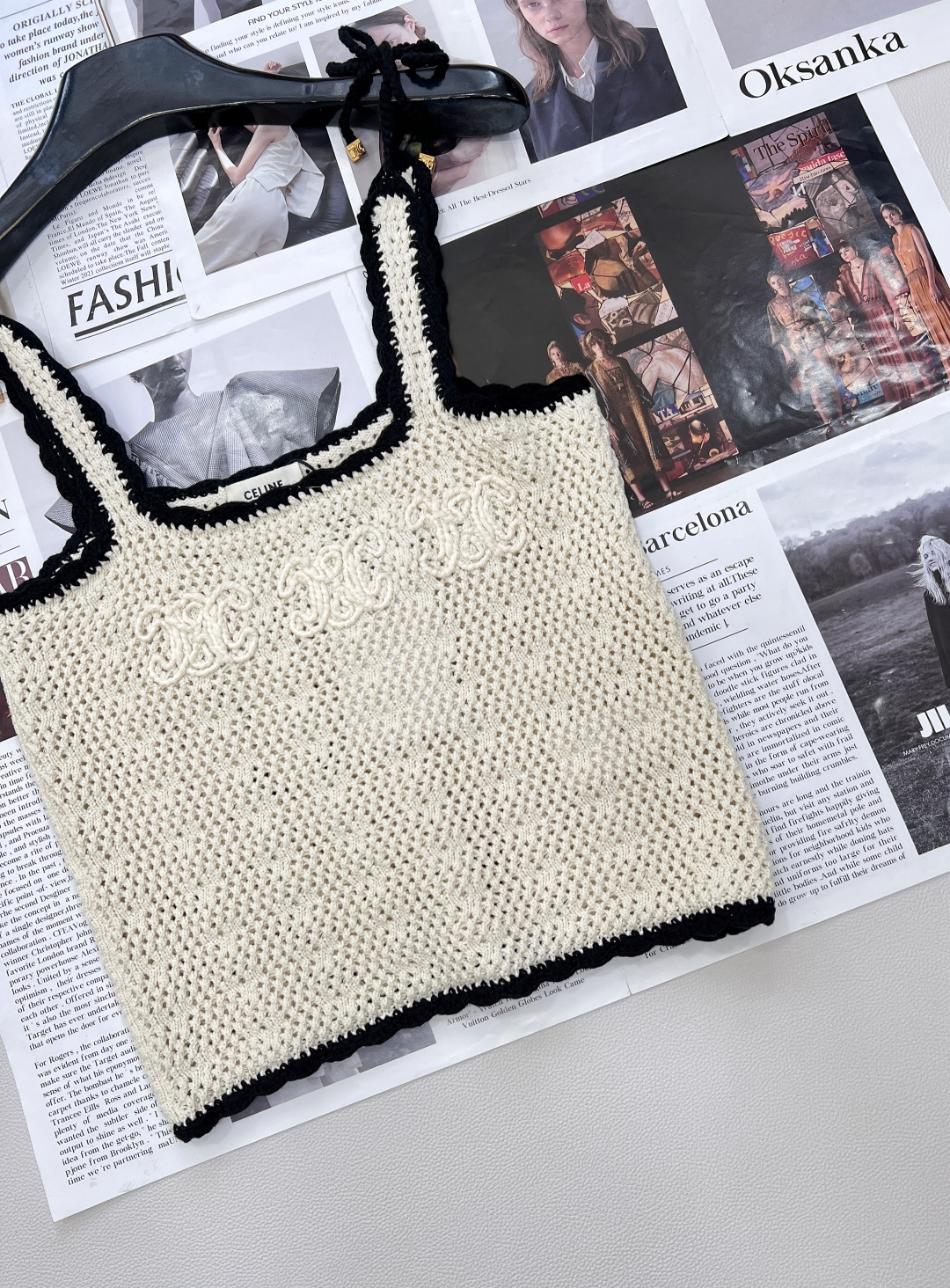 🆕Celine25Ss早春新款镂空钩花针织吊带背心丨⚠独家yb开发！高版出品！定制亚麻➕羊毛纱线，质感舒