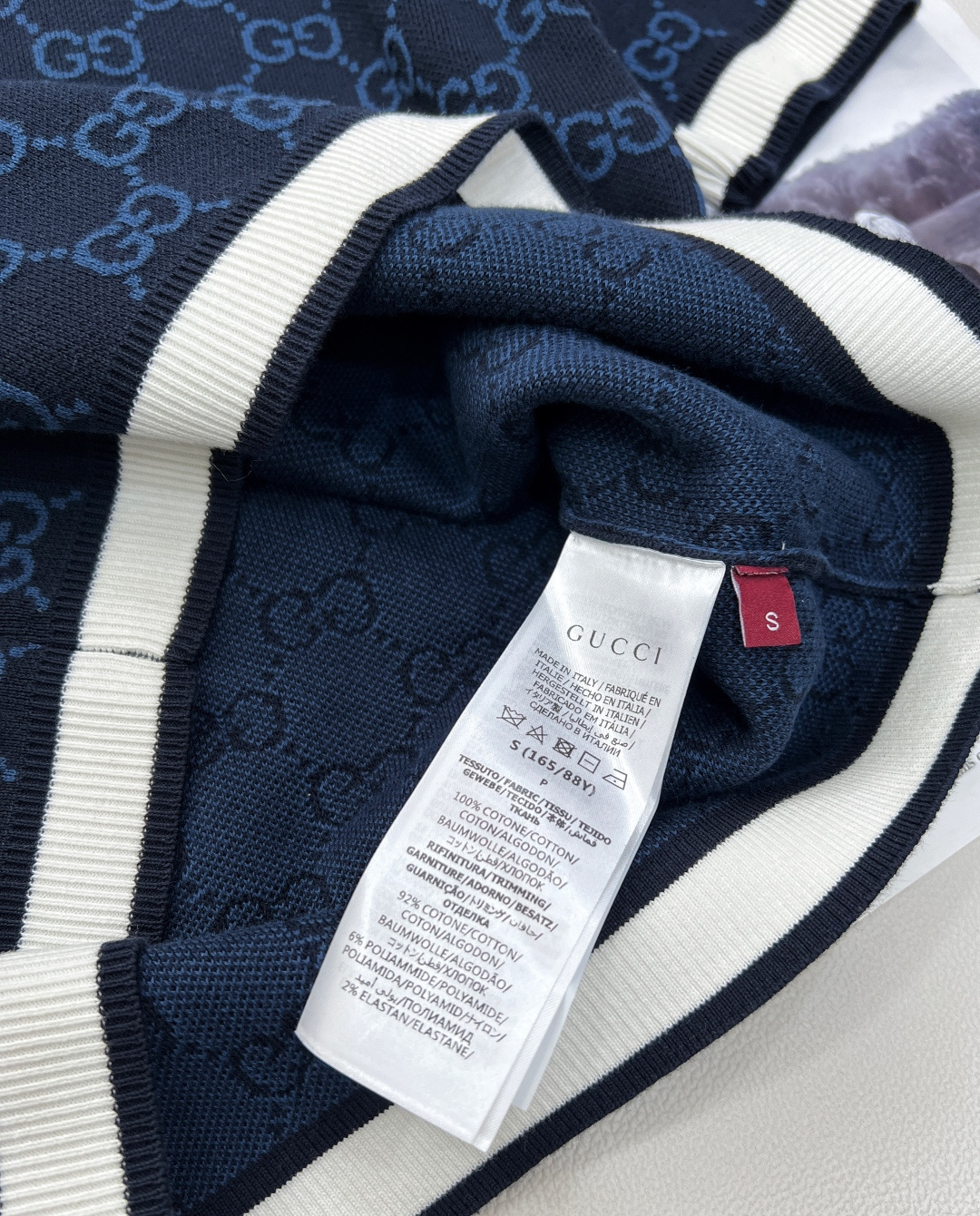 🆕Gucci2025新款双G提花针织短袖，定制纱线织造 质感舒适 透气好穿 短袖针织上衣剪裁 双色交织满