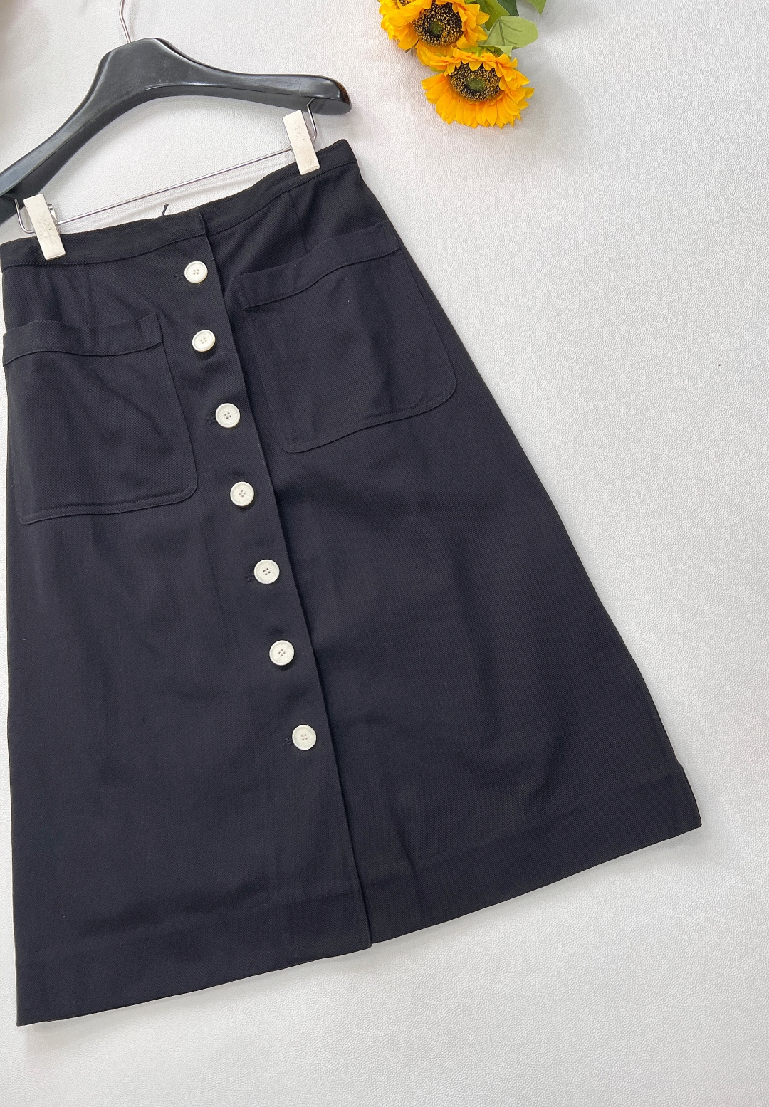 🆕Prada25Ss春夏新款单排扣棉质斜纹布半身裙丨⚠独家yb开发！高版出品！简洁大气 是超级百搭的极简