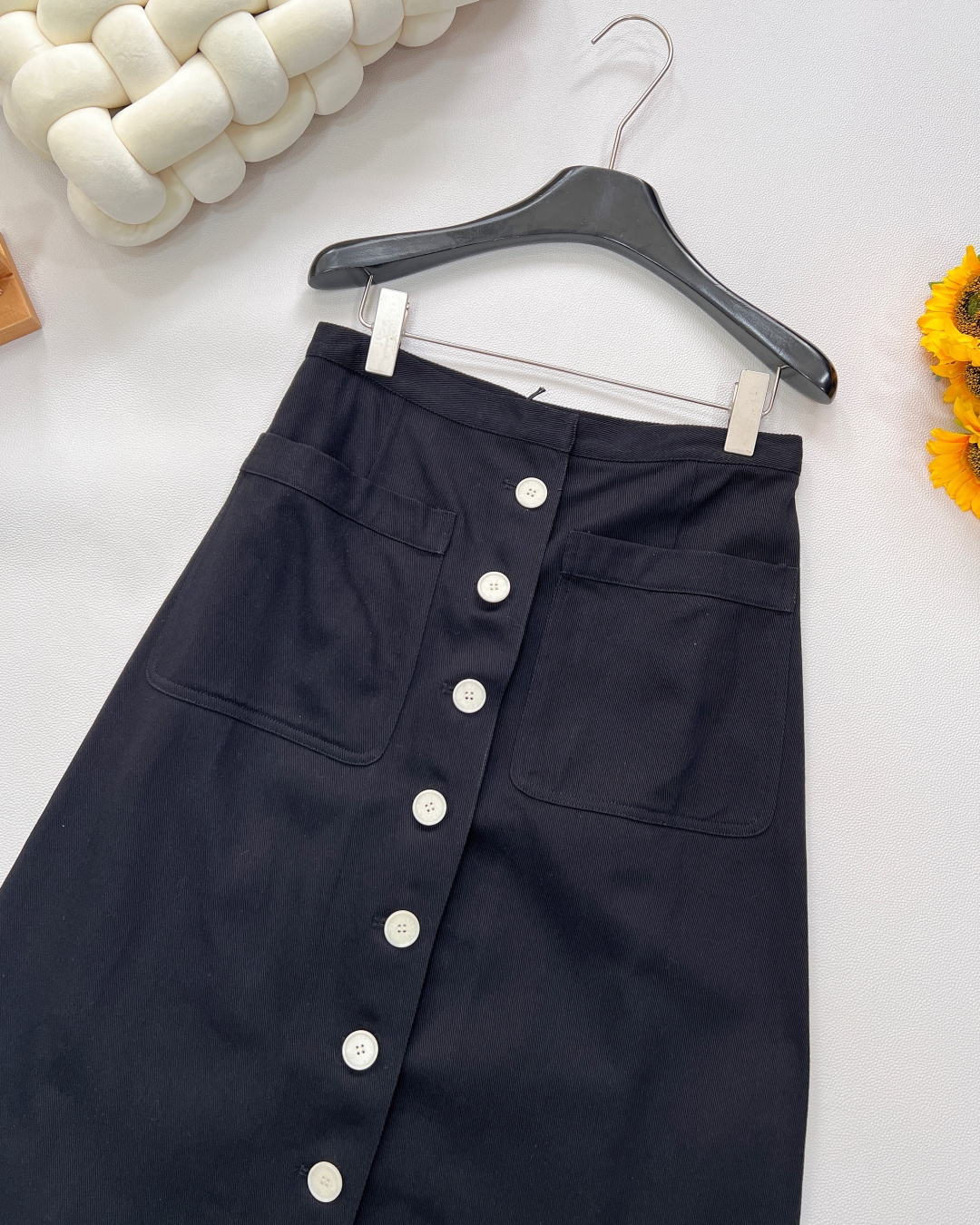 🆕Prada25Ss春夏新款单排扣棉质斜纹布半身裙丨⚠独家yb开发！高版出品！简洁大气 是超级百搭的极简