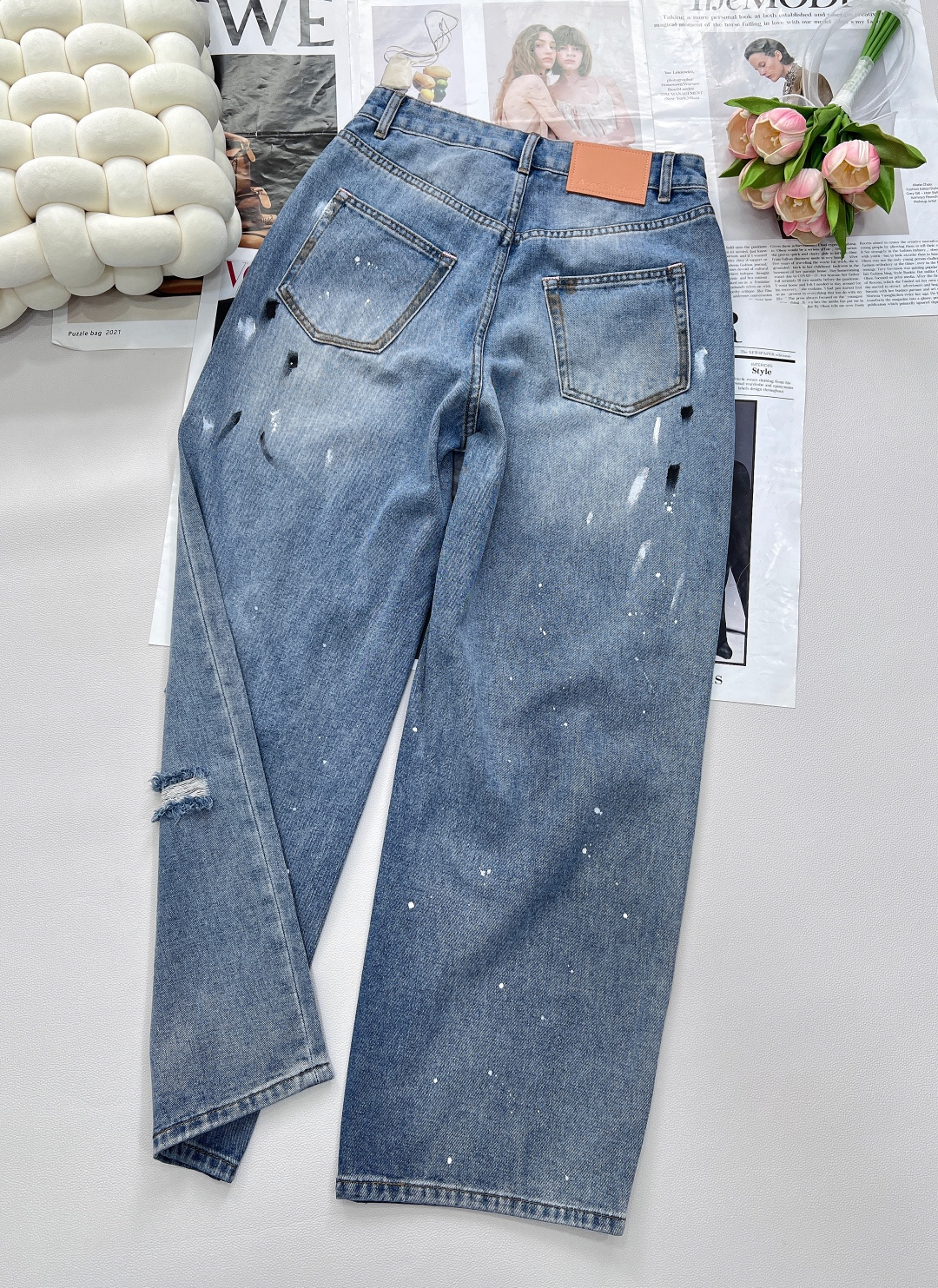 🆕 Acne Studios 夏季新品超薄柔软透气面料，手绘破洞ACNE牛仔裤，选用棉面料，成品面料纹路