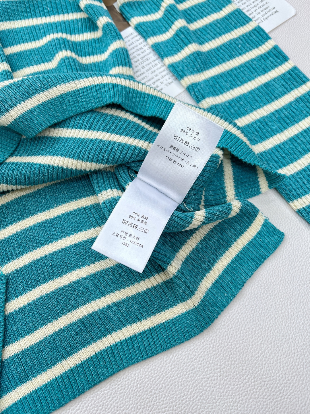 🆕Dior新款披肩领条纹针织长袖上衣，定制YB亚麻纱线织造 密实细针工艺 呈现明显肌理 舒适有型 披肩套