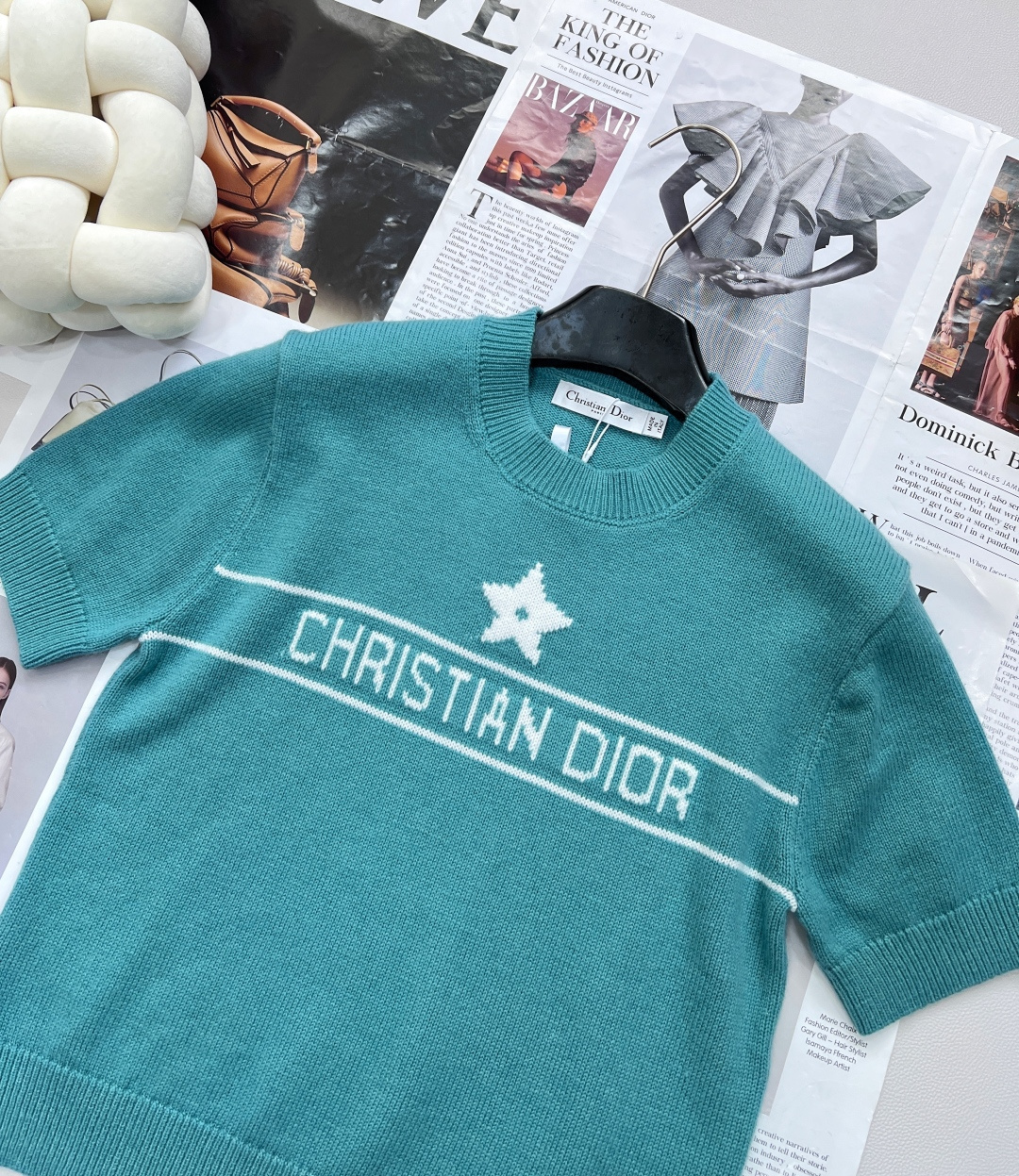 🆕Dior新款星星针织短袖，定制YB羊绒纱线织造 质感高级 舒适柔软 圆领短袖上衣剪裁 密实针织细腻凸显