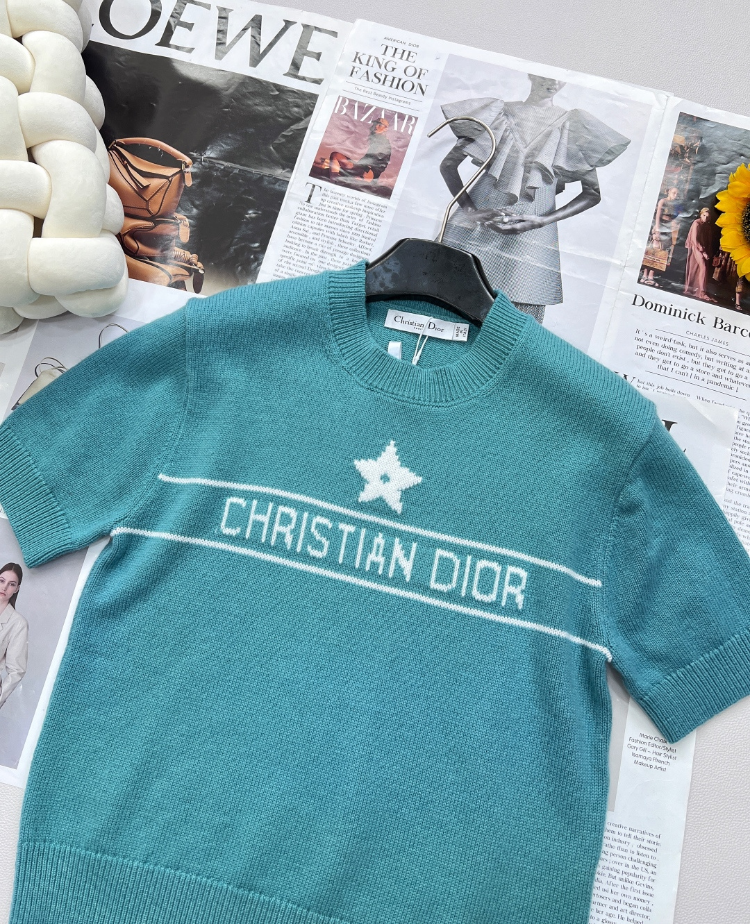 🆕Dior新款星星针织短袖，定制YB羊绒纱线织造 质感高级 舒适柔软 圆领短袖上衣剪裁 密实针织细腻凸显