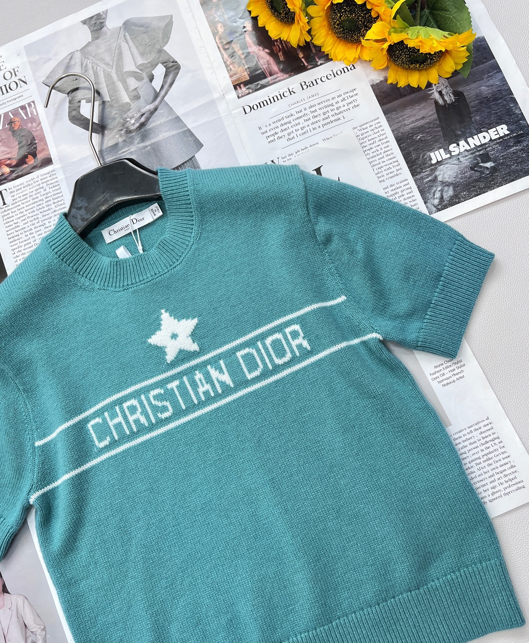 🆕Dior新款星星针织短袖，定制YB羊绒纱线织造 质感高级 舒适柔软 圆领短袖上衣剪裁 密实针织细腻凸显