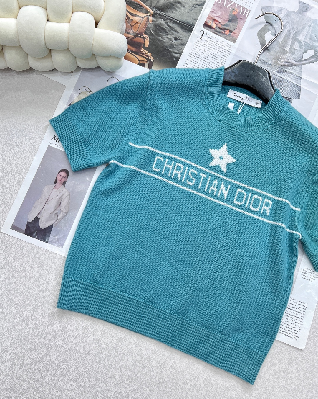 🆕Dior新款星星针织短袖，定制YB羊绒纱线织造 质感高级 舒适柔软 圆领短袖上衣剪裁 密实针织细腻凸显
