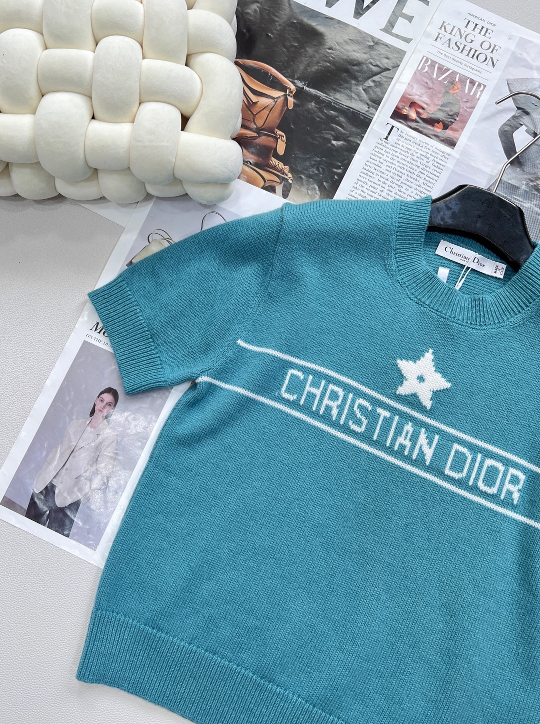 🆕Dior新款星星针织短袖，定制YB羊绒纱线织造 质感高级 舒适柔软 圆领短袖上衣剪裁 密实针织细腻凸显