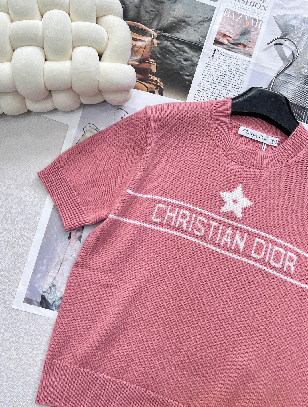 🆕Dior新款星星针织短袖，定制YB羊绒纱线织造 质感高级 舒适柔软 圆领短袖上衣剪裁 密实针织细腻凸显