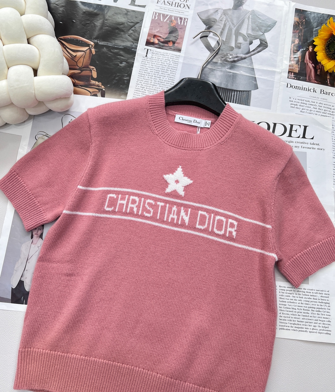 🆕Dior新款星星针织短袖，定制YB羊绒纱线织造 质感高级 舒适柔软 圆领短袖上衣剪裁 密实针织细腻凸显