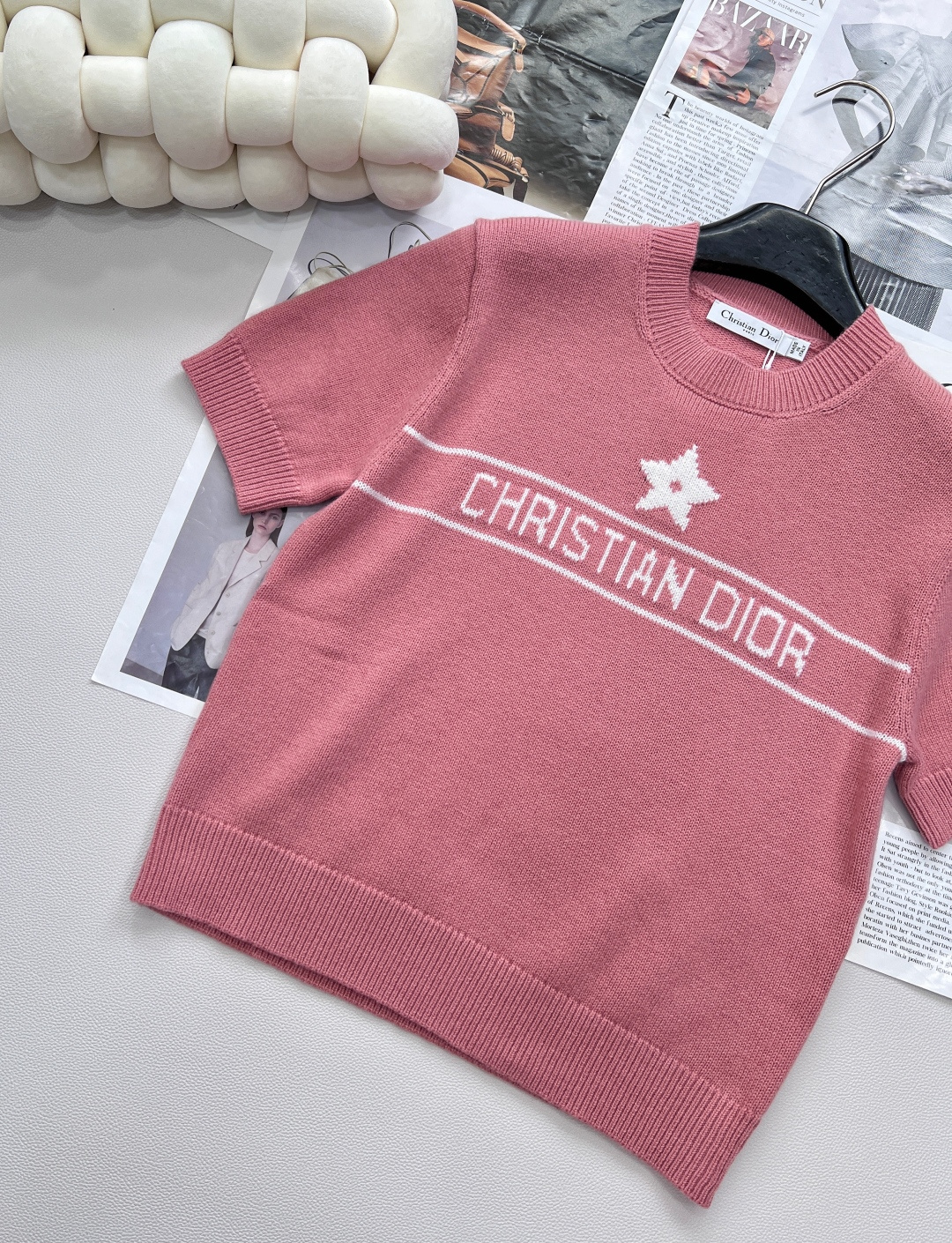 🆕Dior新款星星针织短袖，定制YB羊绒纱线织造 质感高级 舒适柔软 圆领短袖上衣剪裁 密实针织细腻凸显