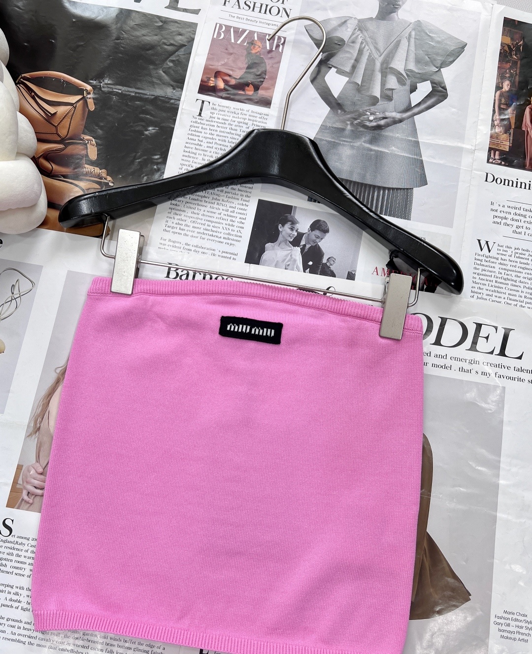 🆕Miumiu25Ss春夏新款短款抹胸背心丨⚠独家yb开发!高版出品!高级多巴胺配色字母logo贴片点缀