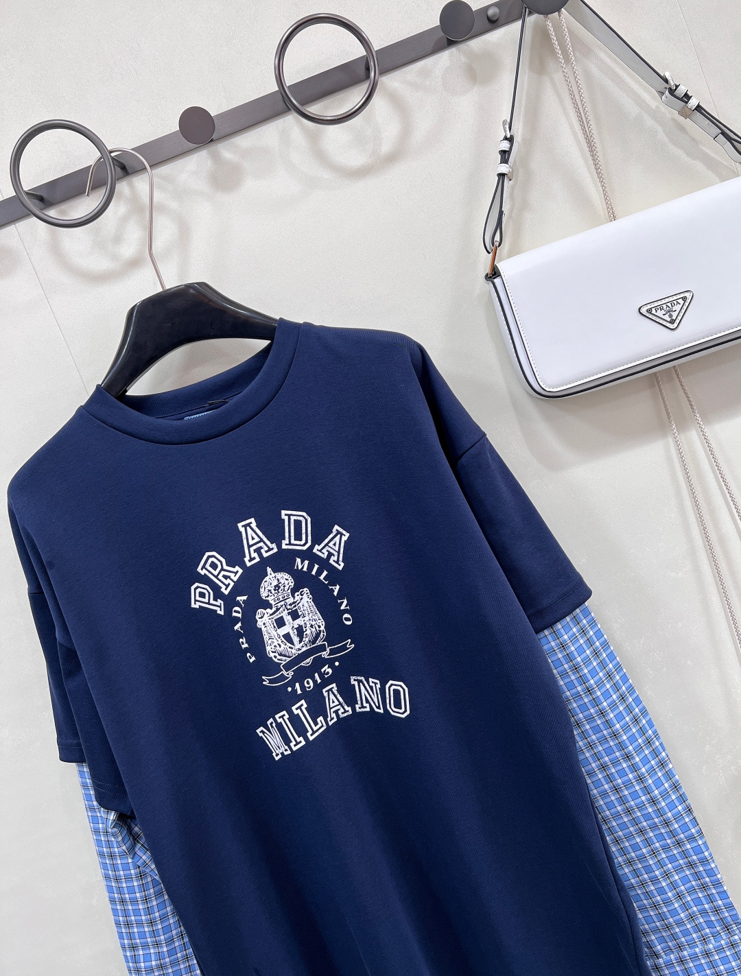🆕Prada25SS早秋新款格纹拼接假两件长袖T恤衫丨⚠独家高版出品！采用高品质工艺 细节美到爆由内至外