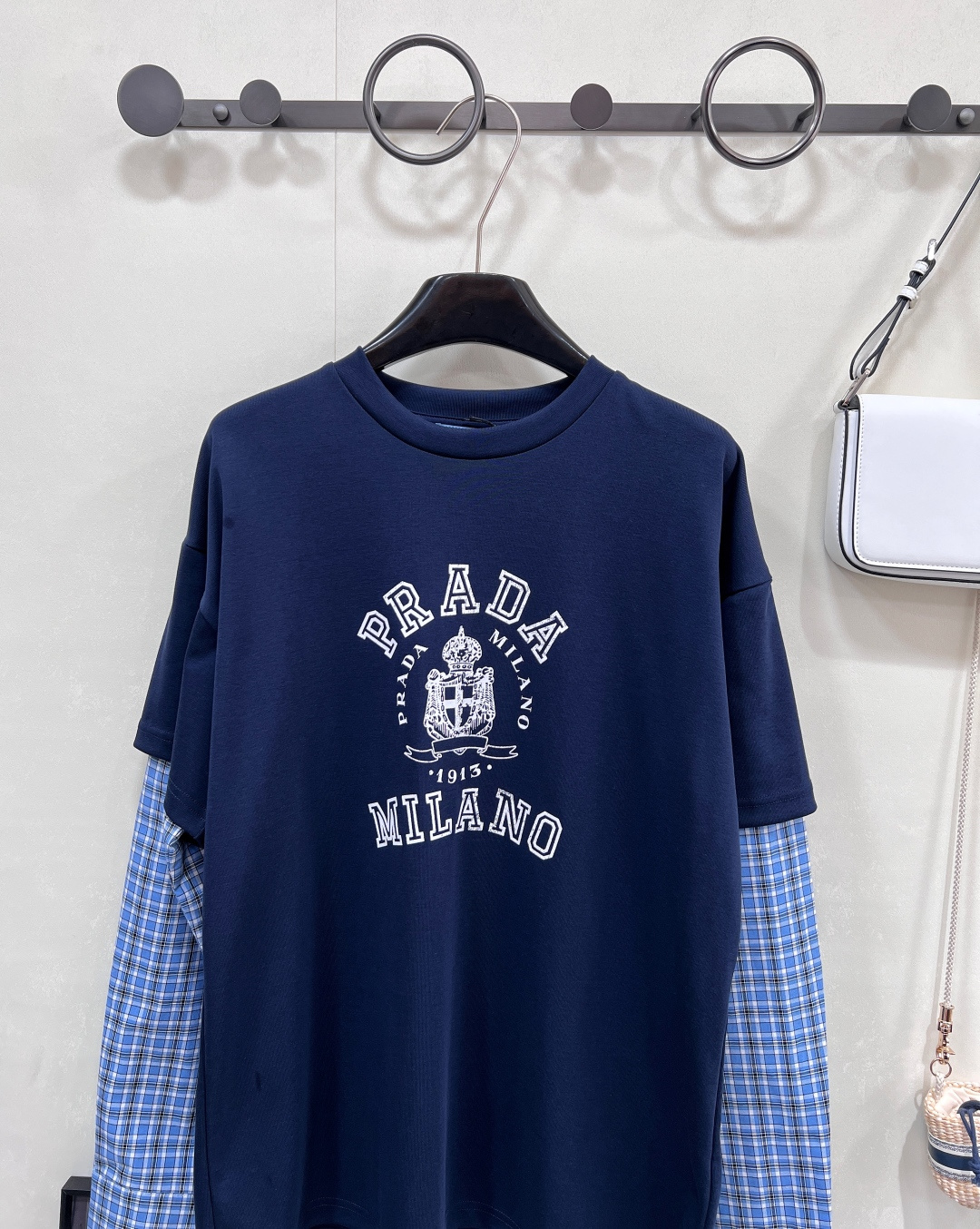 🆕Prada25SS早秋新款格纹拼接假两件长袖T恤衫丨⚠独家高版出品！采用高品质工艺 细节美到爆由内至外