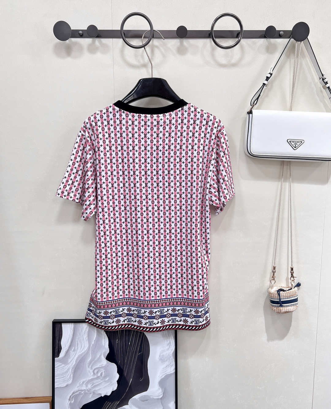 🆕Louis Vuitton2025新款老花印花链条短袖T恤定制YB丝光全棉材质 透气舒适 质感十足 宽