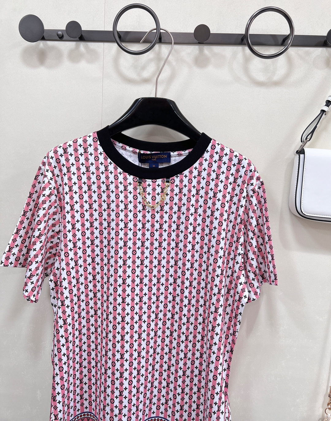 🆕Louis Vuitton2025新款老花印花链条短袖T恤定制YB丝光全棉材质 透气舒适 质感十足 宽