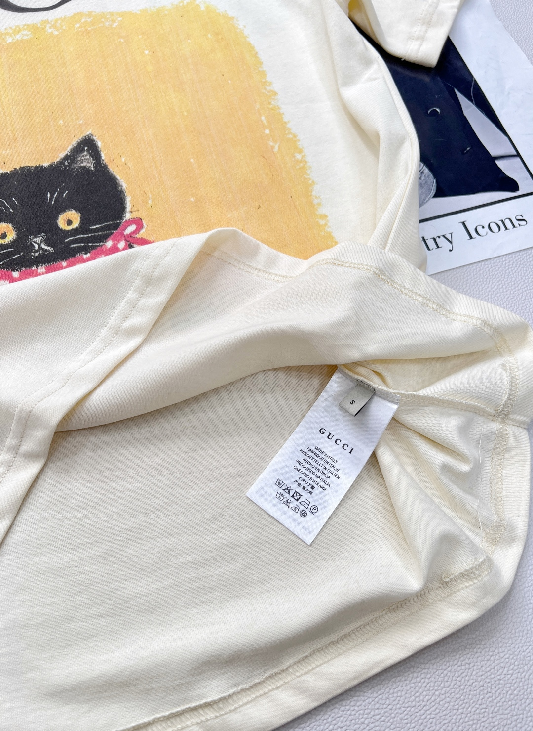 🆕 Gucci 可爱猫咪印花短袖T恤定制280克同缸染面料 手感非常舒服 上身亲肤舒适！！特别活力又阳光