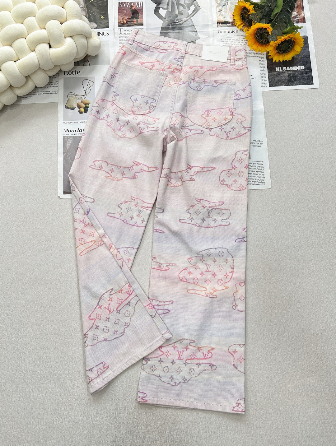 🆕 LOUIS VUITTON 彩色渐变老花提花直筒牛仔裤🖤复古时髦又高级！高腰直筒阔裤形百搭不挑人上身