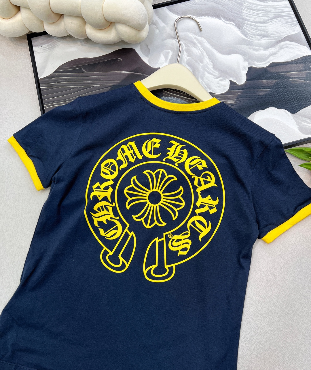 🆕Chrome heart 25Ss春夏新款 藏蓝色拼黄色马蹄Logo印花圆领短袖T恤丨⚠独家yb开发！