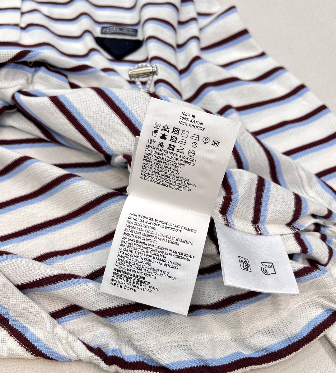 🆕Prada25Ss新款条纹短款抽绳长袖Polo衫丨⚠独家高版出品！纯棉材质质感舒适细腻 裁剪利落宽松版