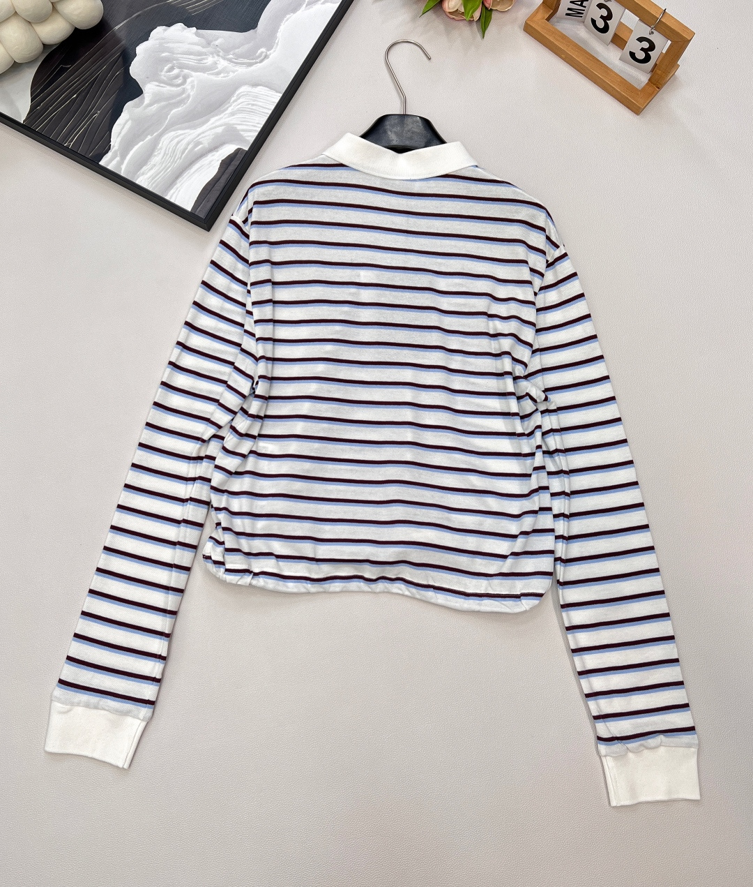 🆕Prada25Ss新款条纹短款抽绳长袖Polo衫丨⚠独家高版出品！纯棉材质质感舒适细腻 裁剪利落宽松版