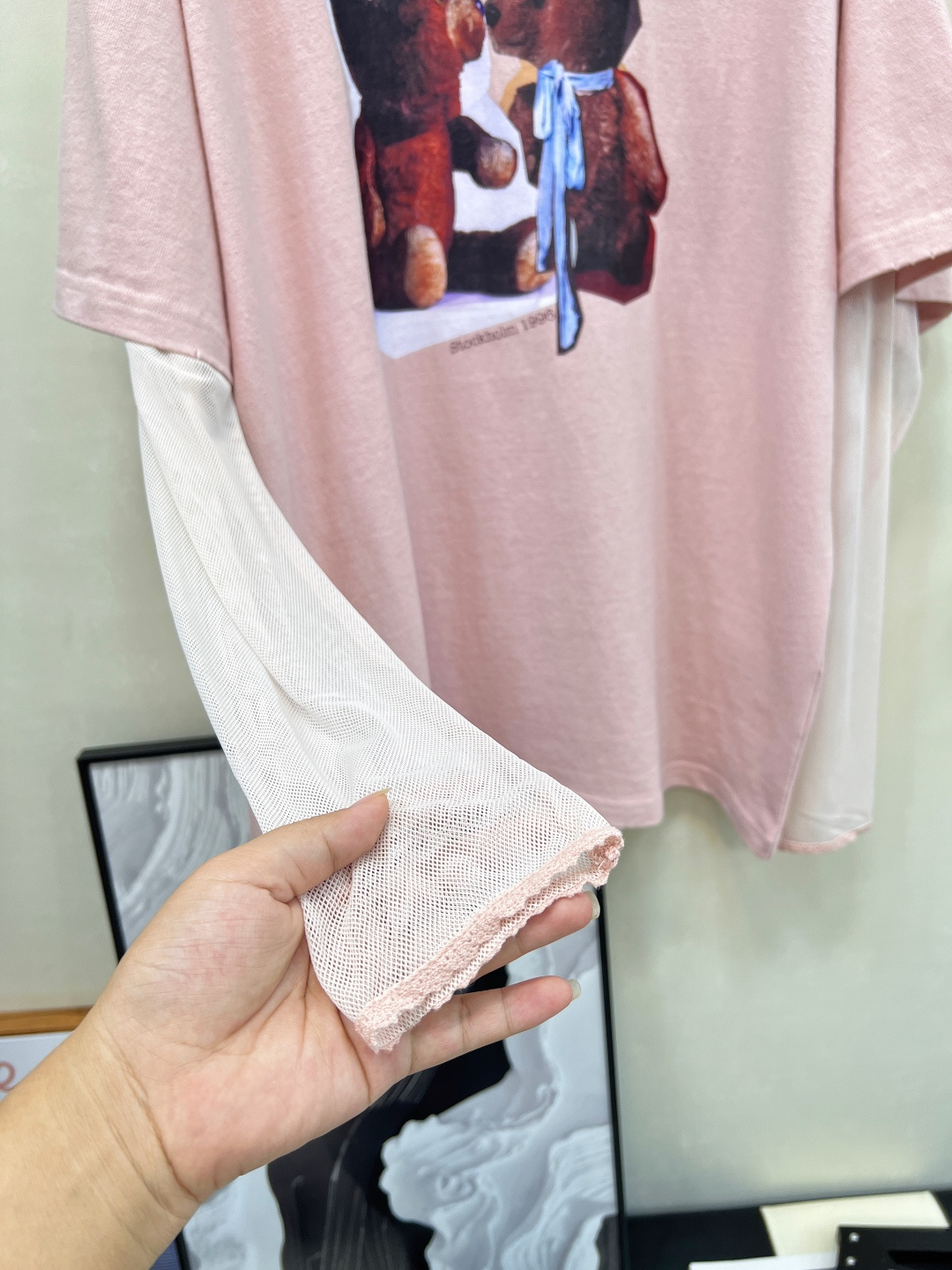 🆕Acne Studios 25Fw早秋新款 复古徽标印花宽松假两件长袖网纱T恤丨⚠独家高版出品！这种假