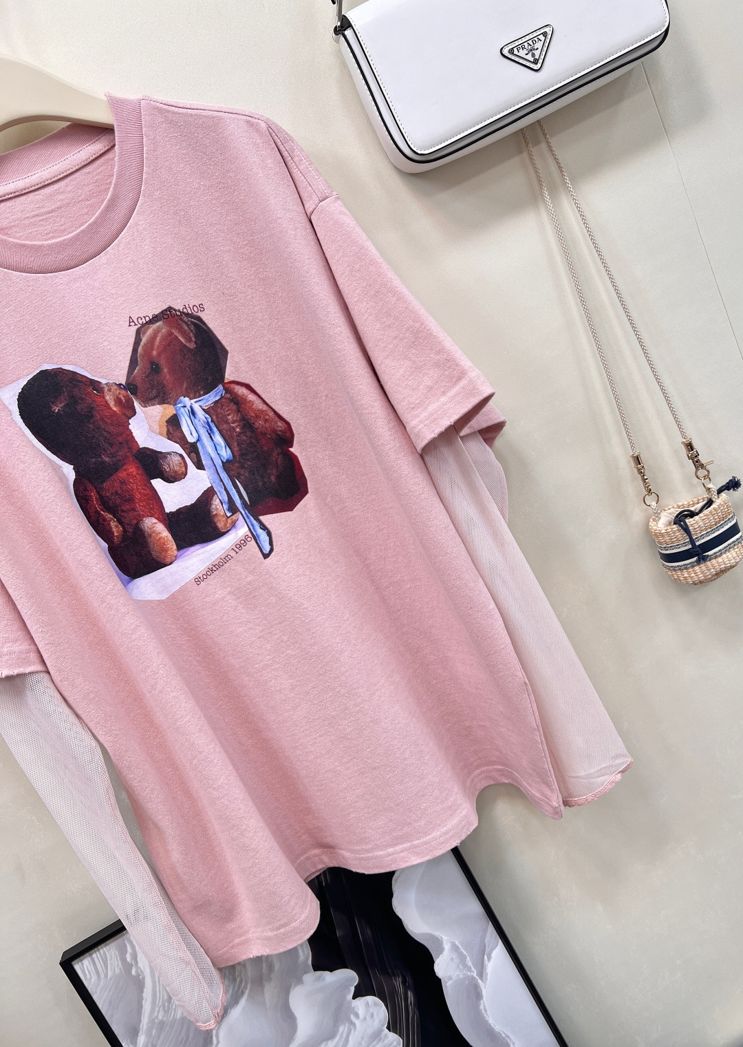🆕Acne Studios 25Fw早秋新款 复古徽标印花宽松假两件长袖网纱T恤丨⚠独家高版出品！这种假