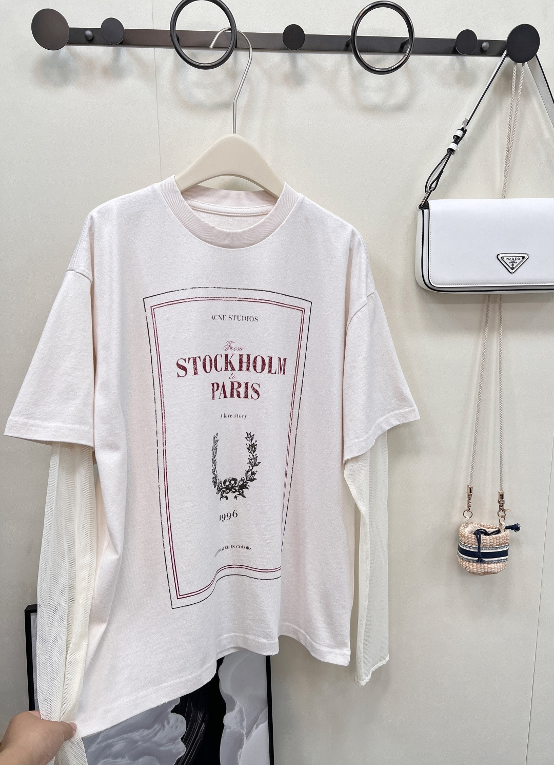 🆕Acne Studios 25Fw早秋新款 复古徽标印花宽松假两件长袖网纱T恤丨⚠独家高版出品！这种假