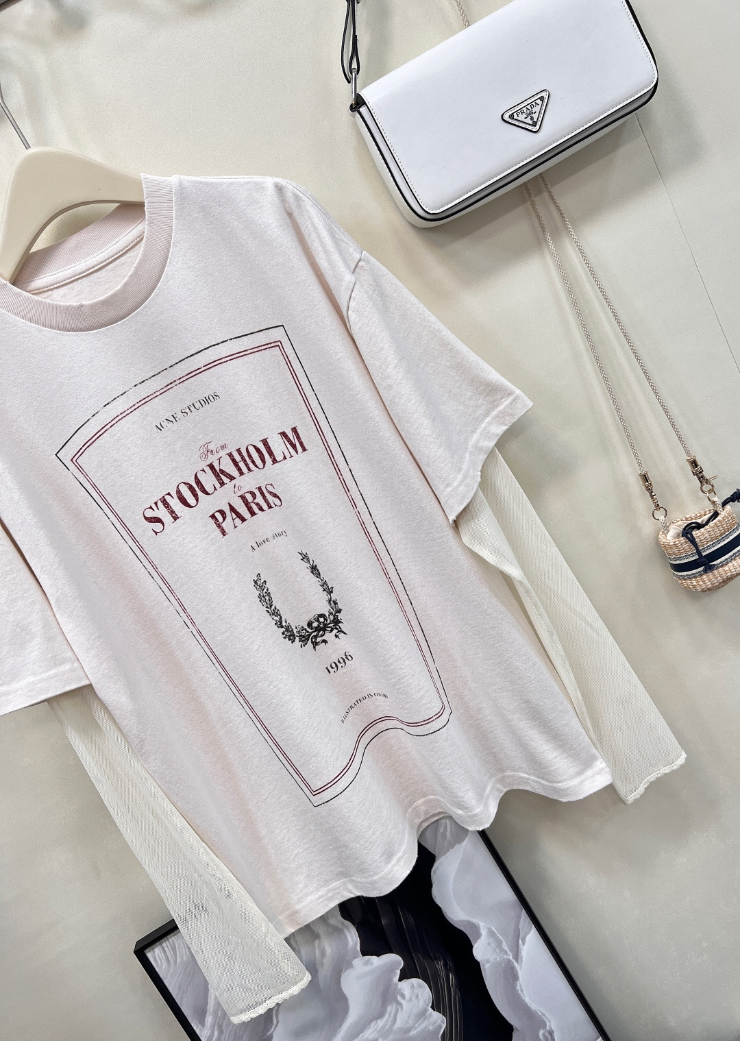 🆕Acne Studios 25Fw早秋新款 复古徽标印花宽松假两件长袖网纱T恤丨⚠独家高版出品！这种假