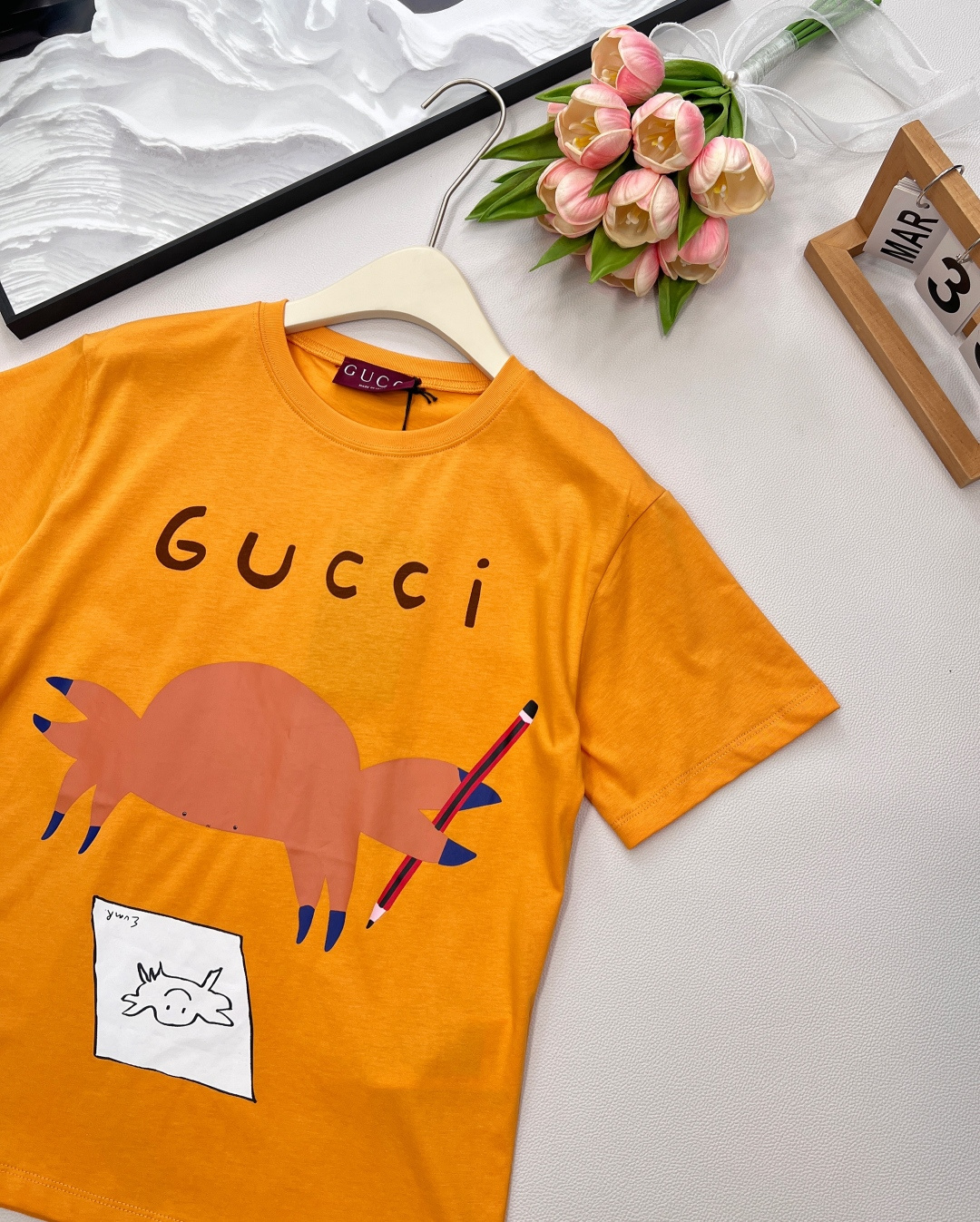 🆕Gucci新款童趣印花圆领短袖T恤，定制YB原生全棉材质 透气舒适 质感十足 修身短袖T恤裁剪 凸显品