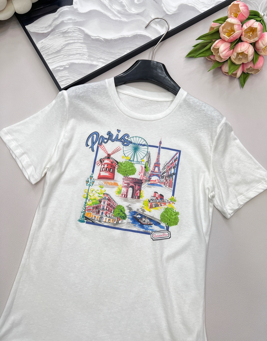 🆕Dior25Ss新款春夏城市限定新款巴黎的塞纳河畔散步☕印花图案短袖T恤丨⚠独家yb开发！高版出品！进