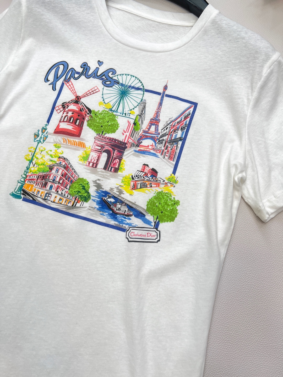 🆕Dior25Ss新款春夏城市限定新款巴黎的塞纳河畔散步☕印花图案短袖T恤丨⚠独家yb开发！高版出品！进