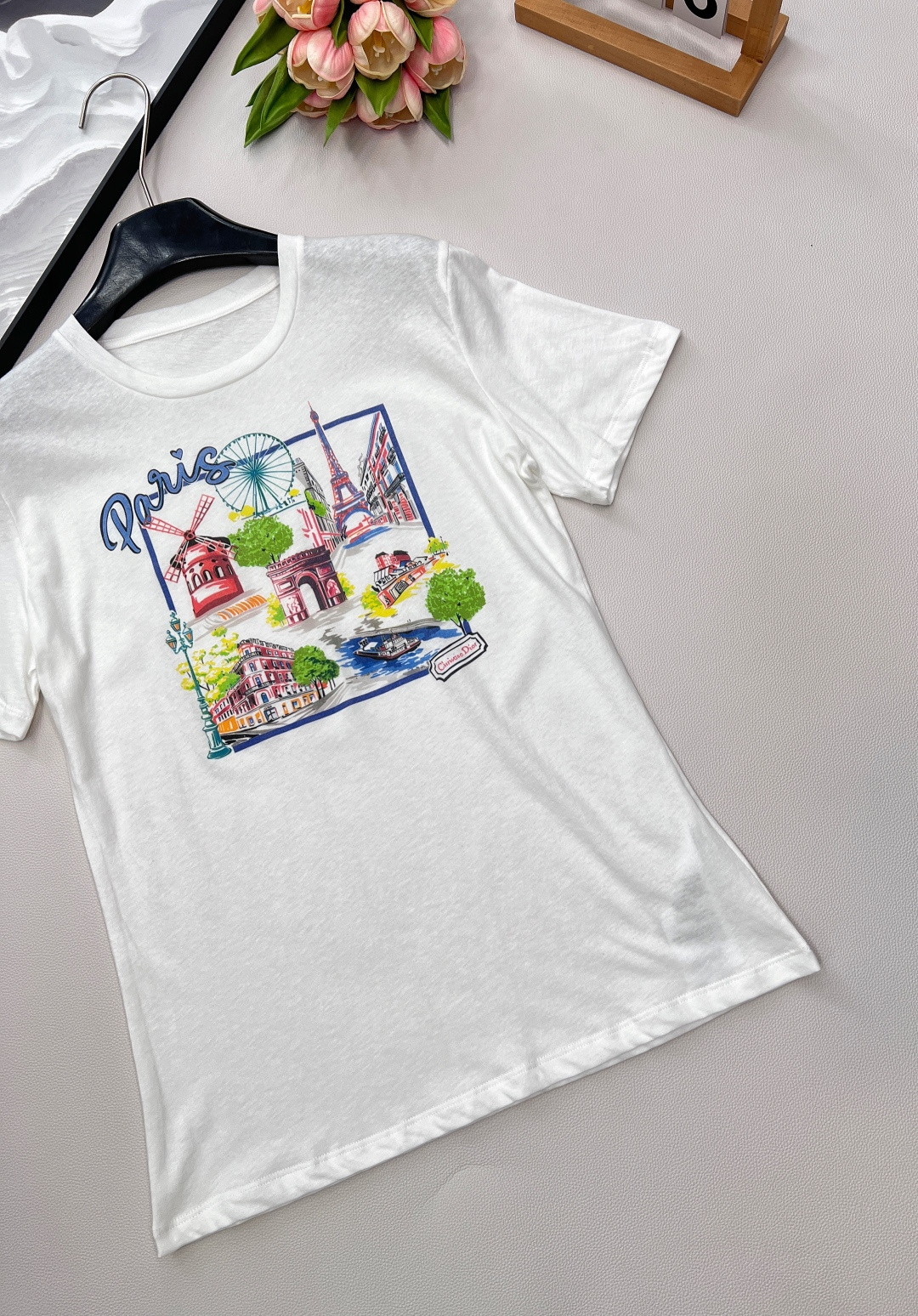 🆕Dior25Ss新款春夏城市限定新款巴黎的塞纳河畔散步☕印花图案短袖T恤丨⚠独家yb开发！高版出品！进