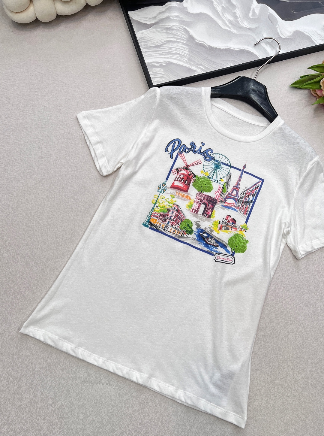 🆕Dior25Ss新款春夏城市限定新款巴黎的塞纳河畔散步☕印花图案短袖T恤丨⚠独家yb开发！高版出品！进