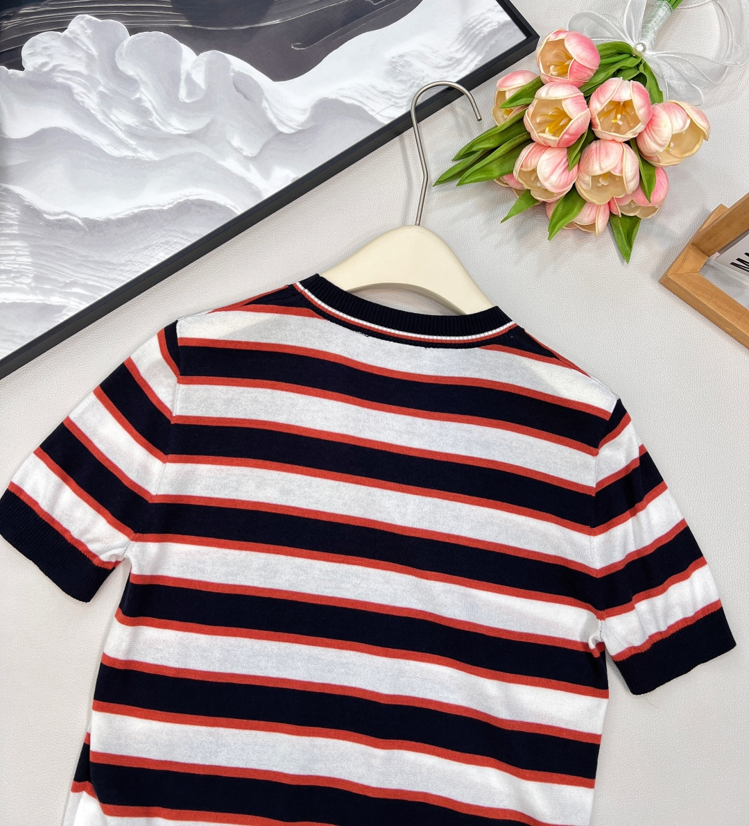 🆕Prada25Ss春夏新款减龄清新的撞色条纹短袖针织上衣丨⚠独家高版出品！经典百搭减龄又时髦！瑞士机1