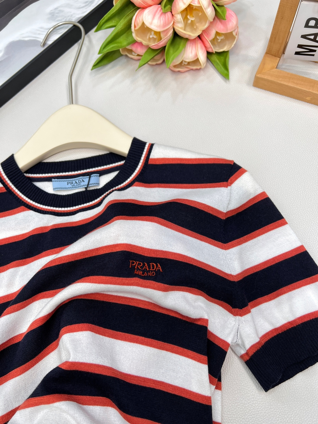 🆕Prada25Ss春夏新款减龄清新的撞色条纹短袖针织上衣丨⚠独家高版出品！经典百搭减龄又时髦！瑞士机1