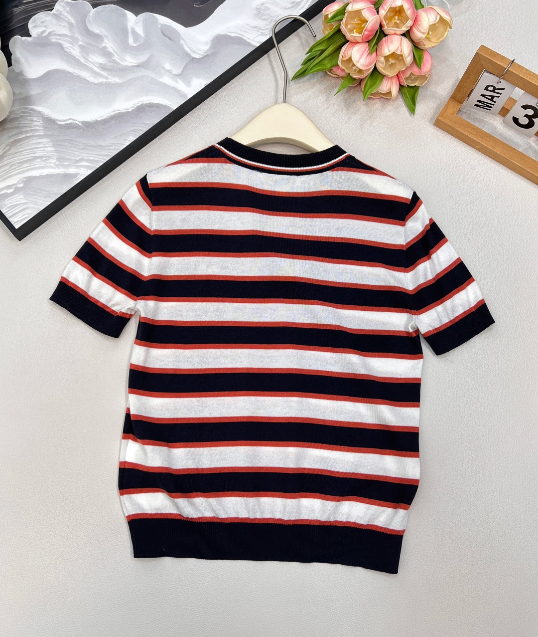 🆕Prada25Ss春夏新款减龄清新的撞色条纹短袖针织上衣丨⚠独家高版出品！经典百搭减龄又时髦！瑞士机1