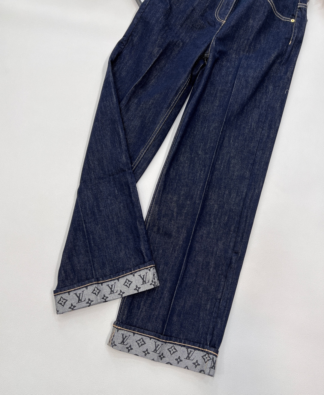 🆕𝐋𝐎𝐔𝐈𝐒 𝐕𝐔𝐈𝐓𝐓𝐎𝐍新款老花字花印花卷边牛仔长裤，定制YB斜纹棉牛仔材质 多重水洗 呈现出挺括质