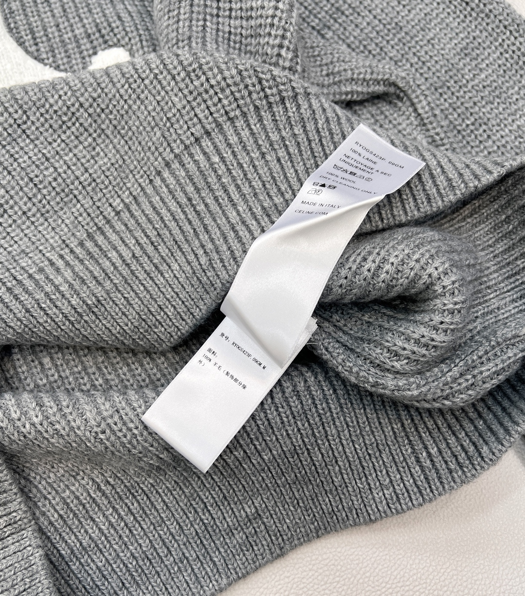 🆕Celine2025新款logo徽标百搭凯旋门套头毛衣定制YB羊毛针织材质 质感高级 舒适柔软 肌理明